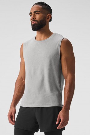 φανελακια για τρεξιμο ανδρικα Alo Yoga The Triumph Muscle γκρι | Greece HPGWO-5608