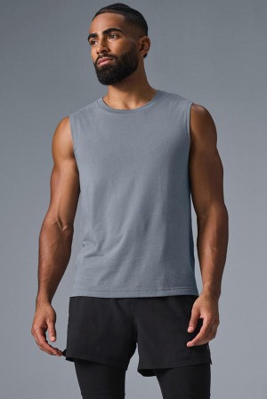 φανελακια για τρεξιμο ανδρικα Alo Yoga The Triumph Muscle γκρι | Greece JAOKT-0671