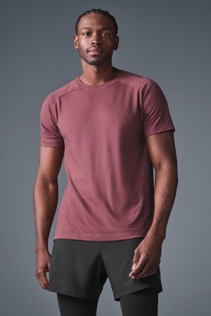 μπλουζακια για τρεξιμο ανδρικα Alo Yoga Triumph Raglan μπορντο | Greece NXBOW-1048