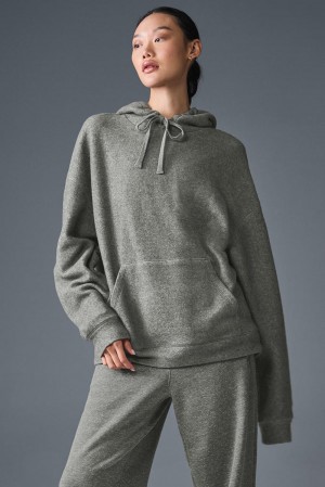 Φουτερ με Κουκουλα γυναικεια Alo Yoga Triumph Restore γκρι | Greece DPFRA-2569