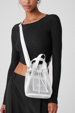 bucket bags γυναικεια Alo Yoga Sheer Cross Body ασπρα | Greece VYWIM-7829