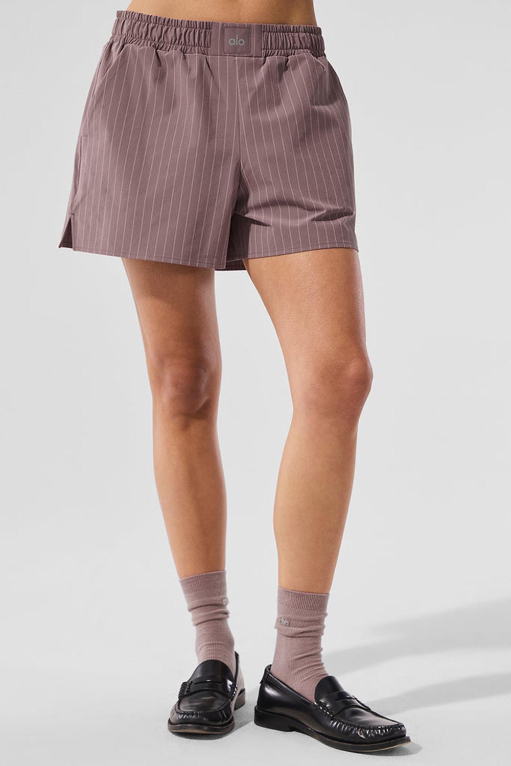Boxer γυναικεια Alo Yoga Pinstripe Daylight Mushroom / Ivory | Greece  MPUGE-0485