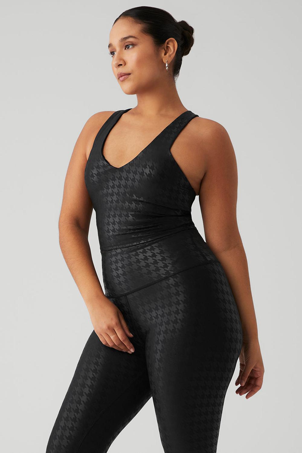 Bra Tank γυναικεια Alo Yoga Airlift Glimmer Houndstooth Real μαυρα | Greece  XUSRV-1294