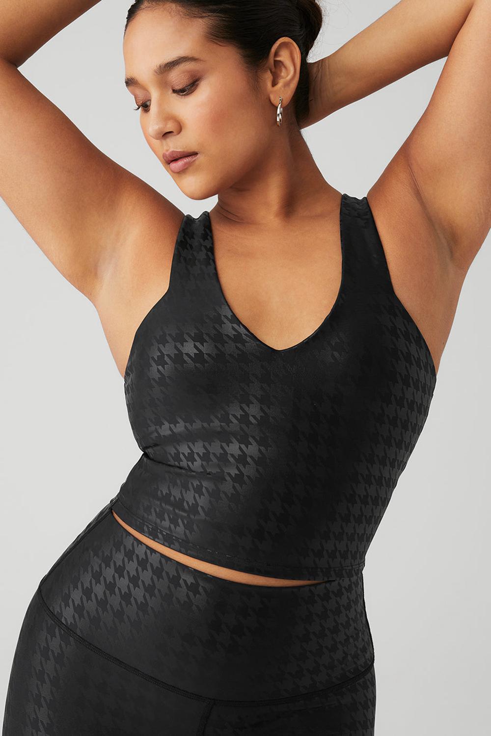 Bra Tank γυναικεια Alo Yoga Airlift Glimmer Houndstooth Real μαυρα | Greece  XUSRV-1294