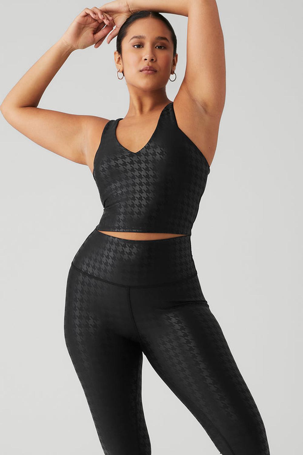 Bra Tank γυναικεια Alo Yoga Airlift Glimmer Houndstooth Real μαυρα | Greece  XUSRV-1294