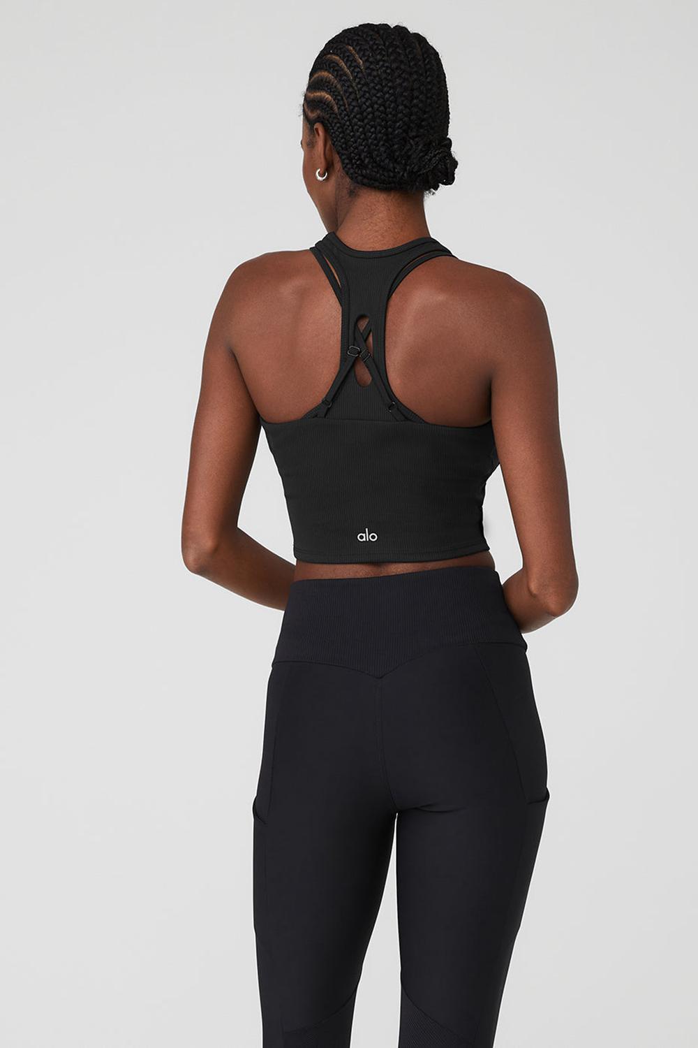 Bra Tank γυναικεια Alo Yoga Ribbed Airlift Enchanted μαυρα | Greece  QLTUF-0351