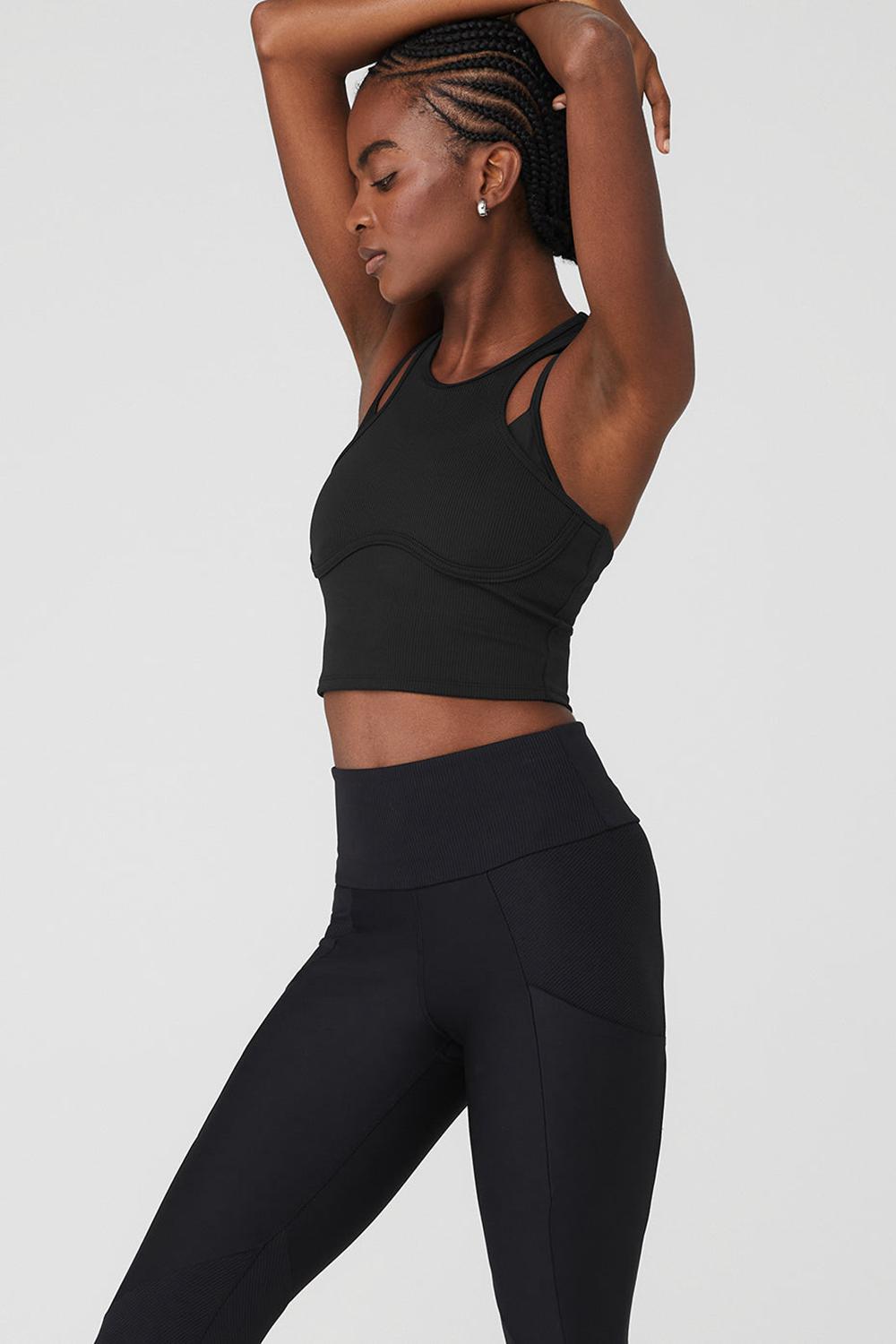 Bra Tank γυναικεια Alo Yoga Ribbed Airlift Enchanted μαυρα | Greece  QLTUF-0351