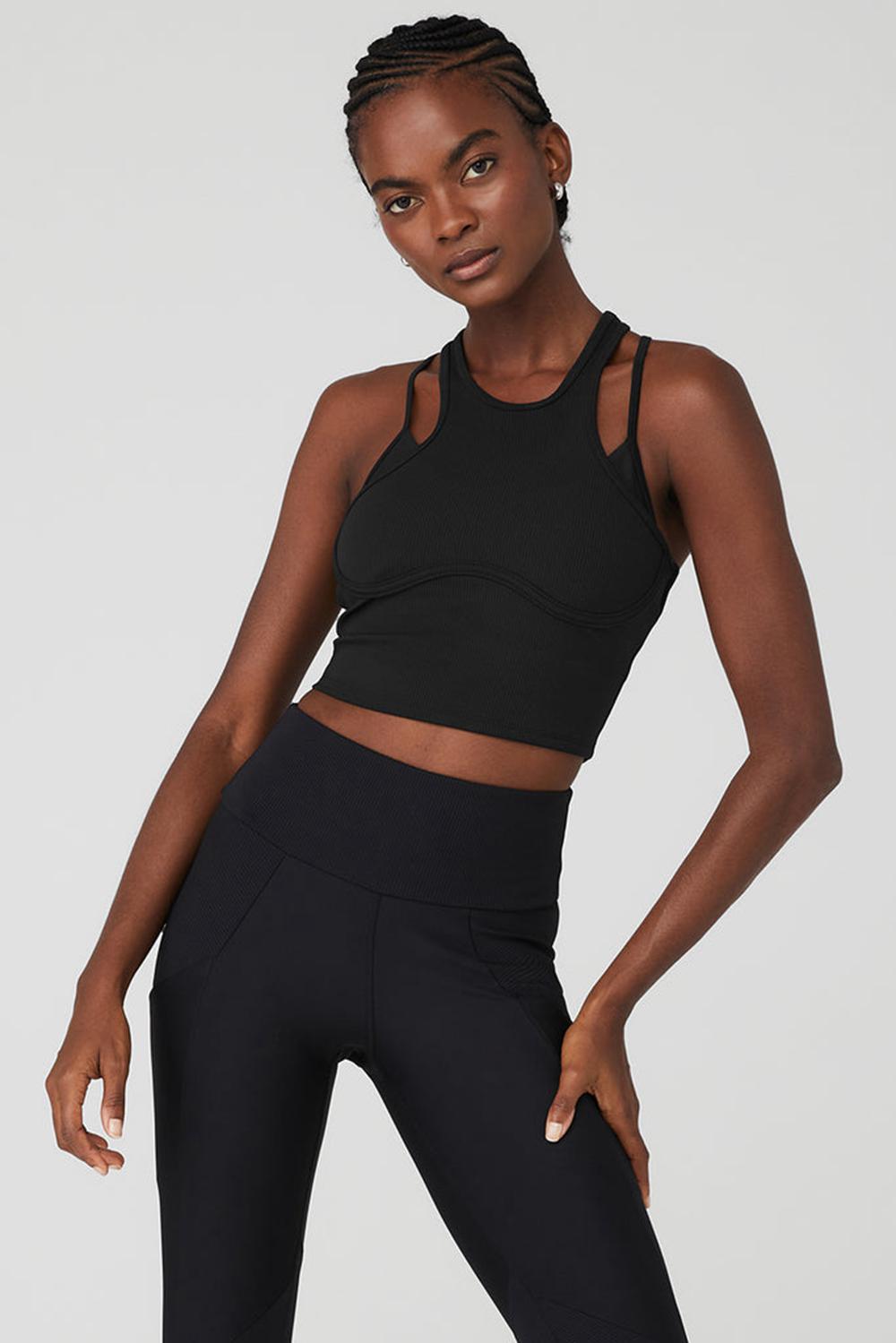 Bra Tank γυναικεια Alo Yoga Ribbed Airlift Enchanted μαυρα | Greece  QLTUF-0351