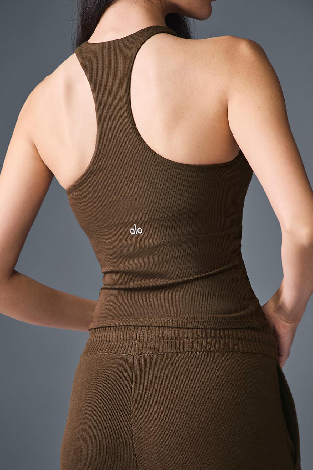 Bra Tank γυναικεια Alo Yoga Ribbed Mesmerize Espresso | Greece  LRQIZ-2143