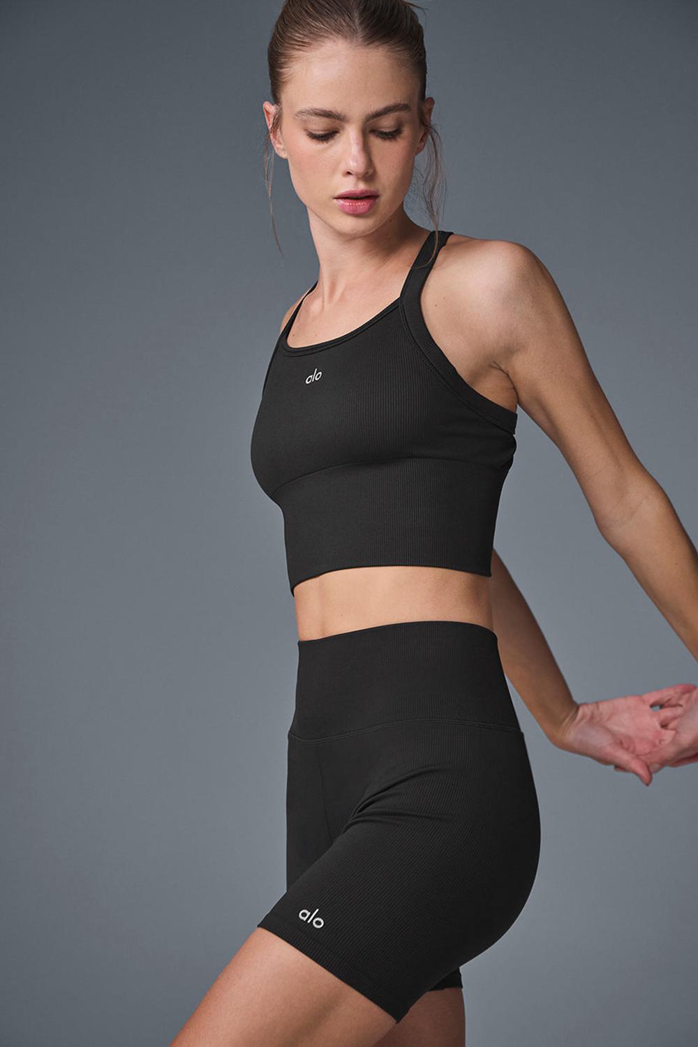 Bra Tank γυναικεια Alo Yoga Seamless Ribbed Favorite μαυρα | Greece  TXJWF-3716