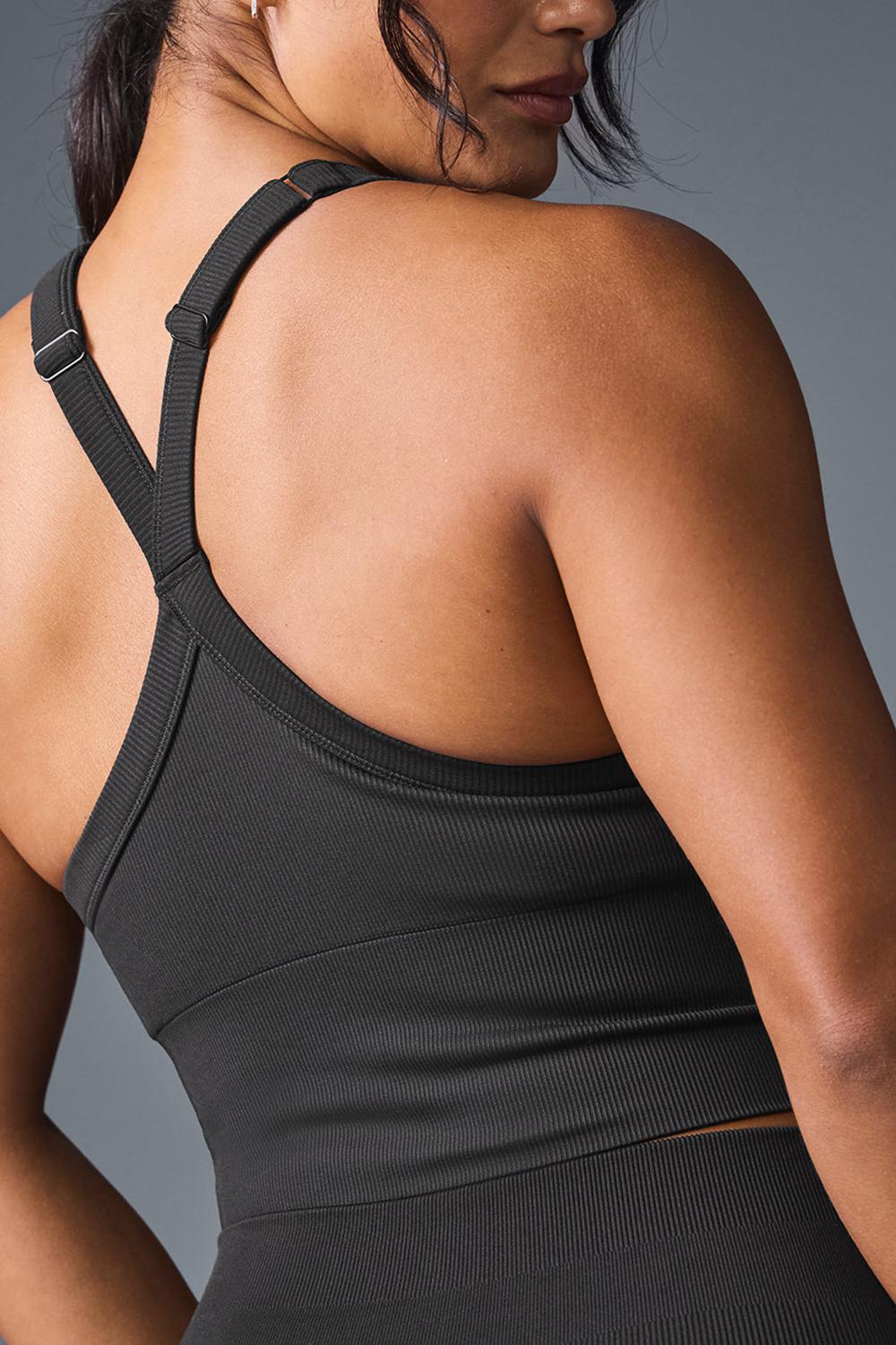Bra Tank γυναικεια Alo Yoga Seamless Ribbed Favorite μαυρα | Greece  TXJWF-3716