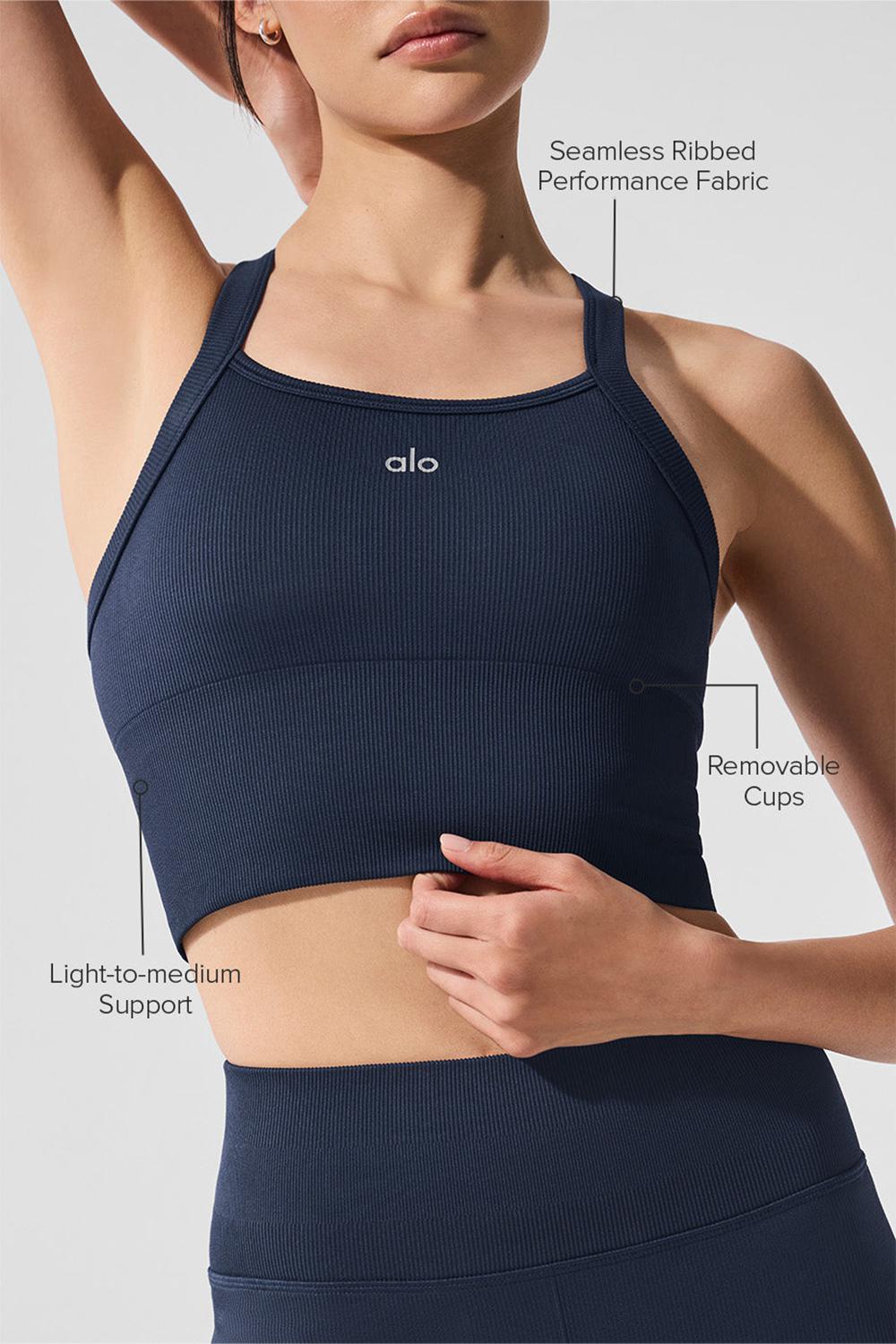 Bra Tank γυναικεια Alo Yoga Seamless Ribbed Favorite σκουρο μπλε | Greece  TYPWA-4829