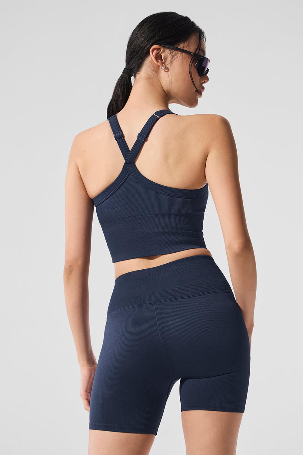 Bra Tank γυναικεια Alo Yoga Seamless Ribbed Favorite σκουρο μπλε | Greece  TYPWA-4829
