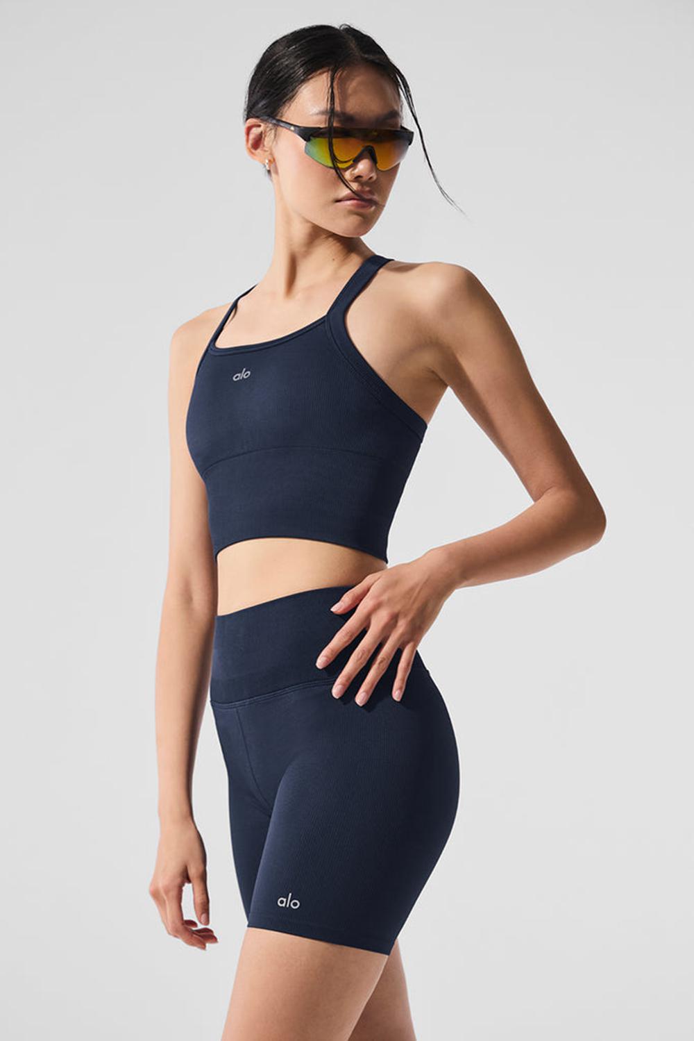 Bra Tank γυναικεια Alo Yoga Seamless Ribbed Favorite σκουρο μπλε | Greece  TYPWA-4829