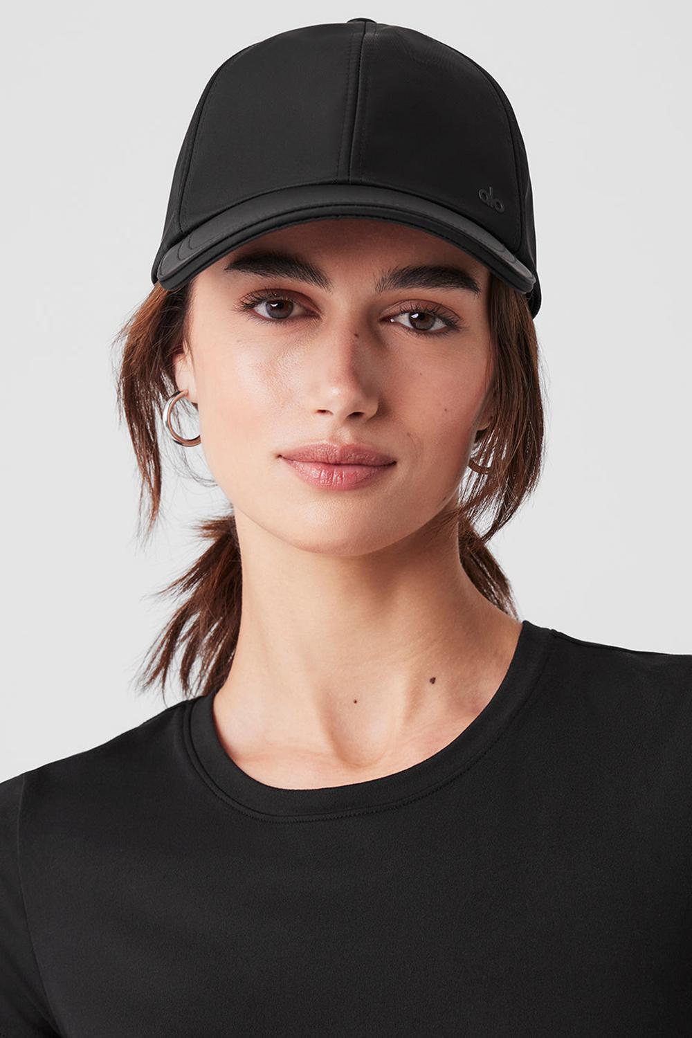 Caps γυναικεια Alo Yoga Satin Off-Duty μαυρα | Greece  MLAVS-0618