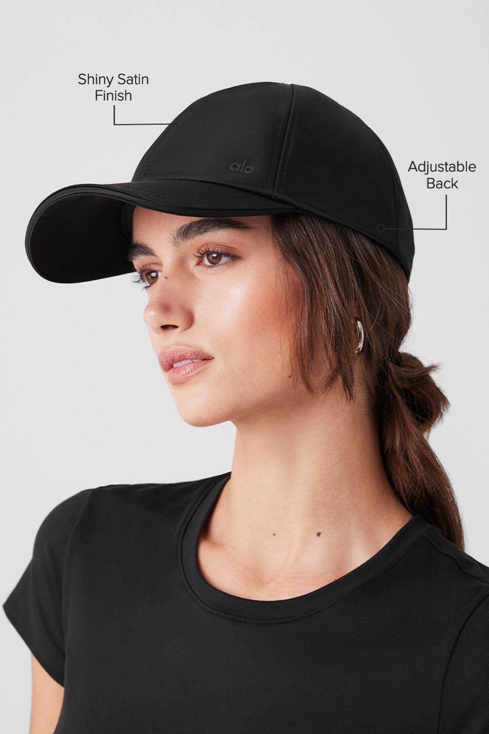 Caps γυναικεια Alo Yoga Satin Off-Duty μαυρα | Greece  MLAVS-0618
