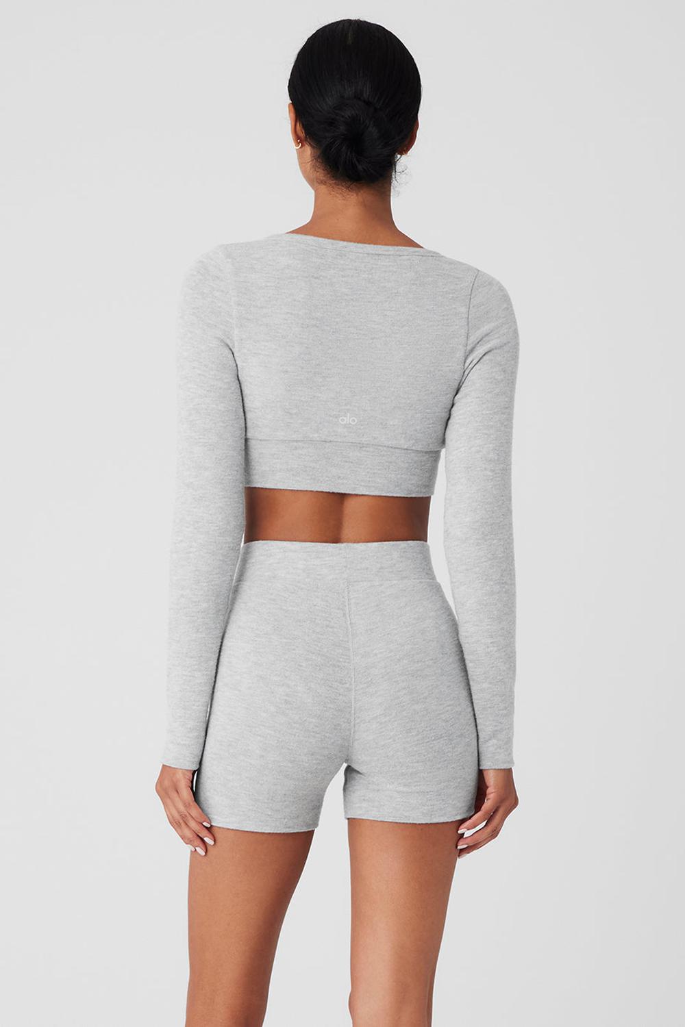 Cardigan γυναικεια Alo Yoga Alolux Cropped Me Time γκρι | Greece  QHYTF-8123