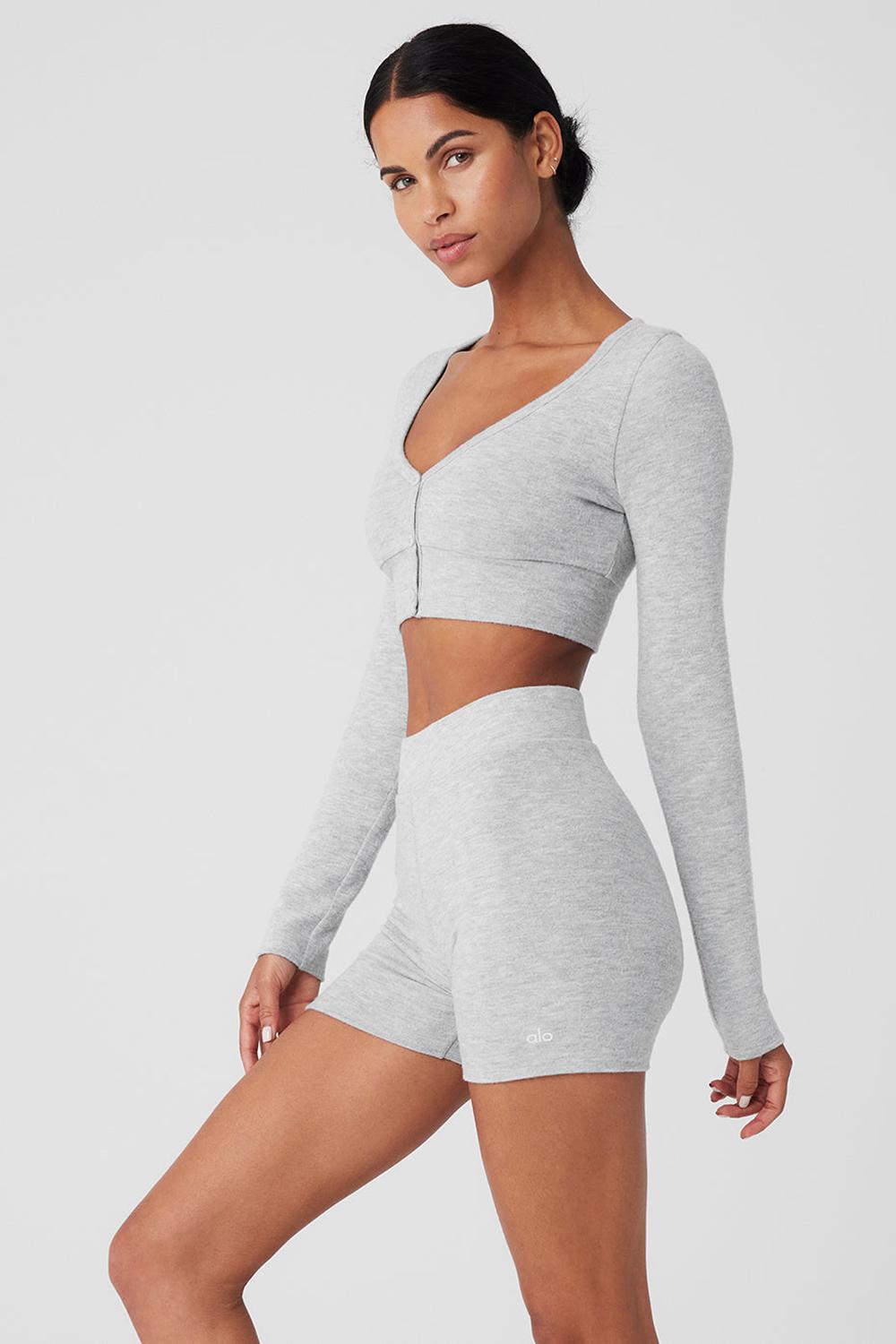 Cardigan γυναικεια Alo Yoga Alolux Cropped Me Time γκρι | Greece  QHYTF-8123