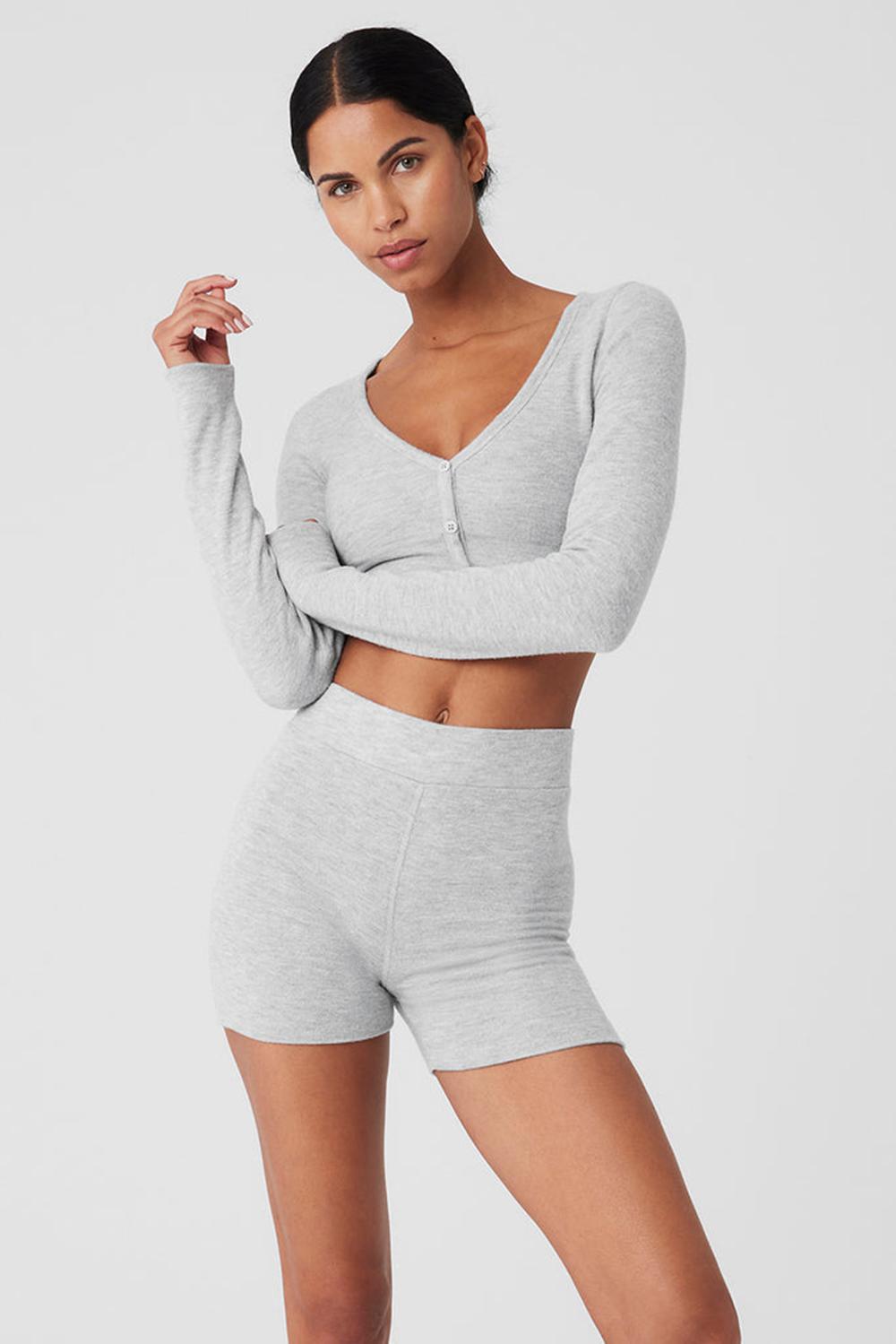 Cardigan γυναικεια Alo Yoga Alolux Cropped Me Time γκρι | Greece  QHYTF-8123