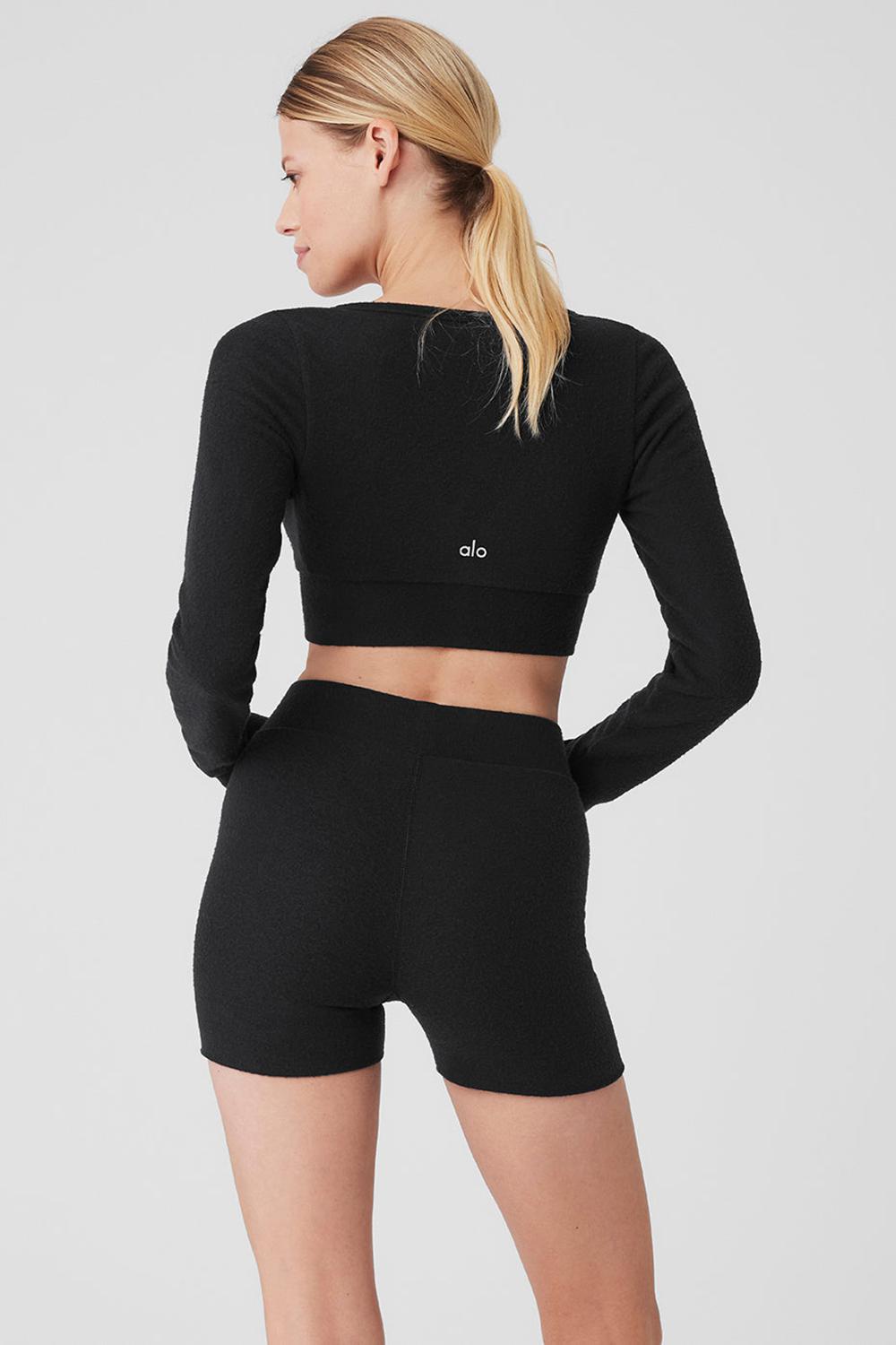 Cardigan γυναικεια Alo Yoga Alolux Cropped Me Time μαυρα | Greece  RKFGL-8741