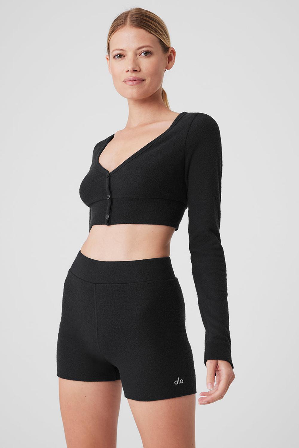 Cardigan γυναικεια Alo Yoga Alolux Cropped Me Time μαυρα | Greece  RKFGL-8741