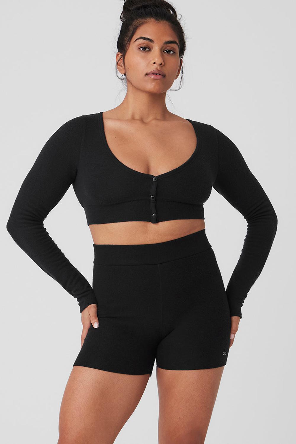 Cardigan γυναικεια Alo Yoga Alolux Cropped Me Time μαυρα | Greece  RKFGL-8741