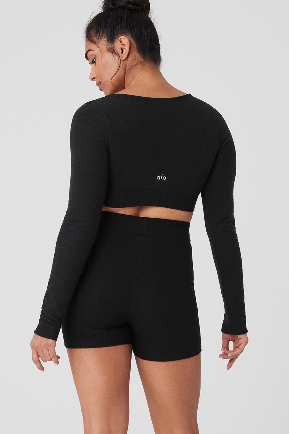 Cardigan γυναικεια Alo Yoga Alolux Cropped Me Time μαυρα | Greece  RKFGL-8741