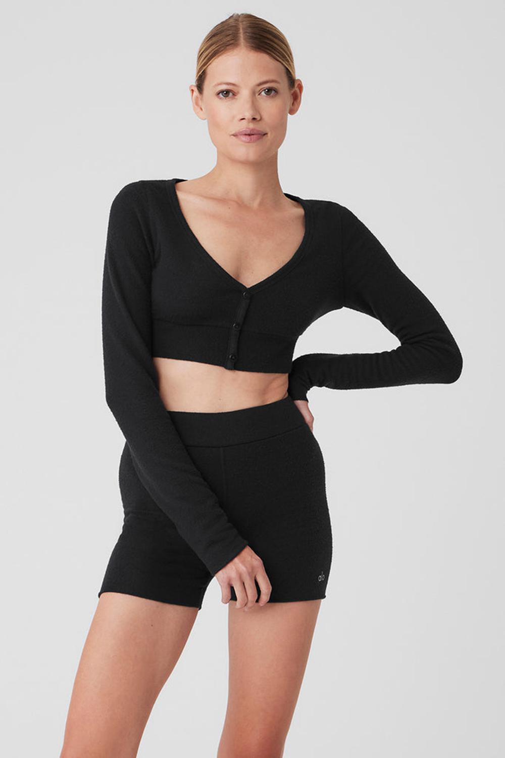 Cardigan γυναικεια Alo Yoga Alolux Cropped Me Time μαυρα | Greece  RKFGL-8741