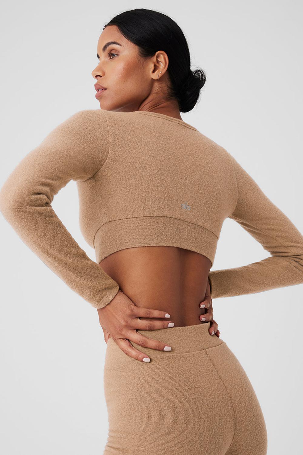 Cardigan γυναικεια Alo Yoga Alolux Cropped Me Time Toasted Almond | Greece  ETIXN-8109