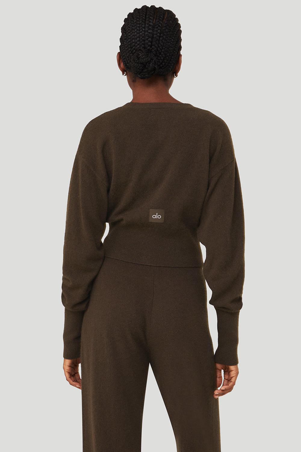 Cardigan γυναικεια Alo Yoga Cashmere Jet Set Espresso | Greece  JVOKF-3781