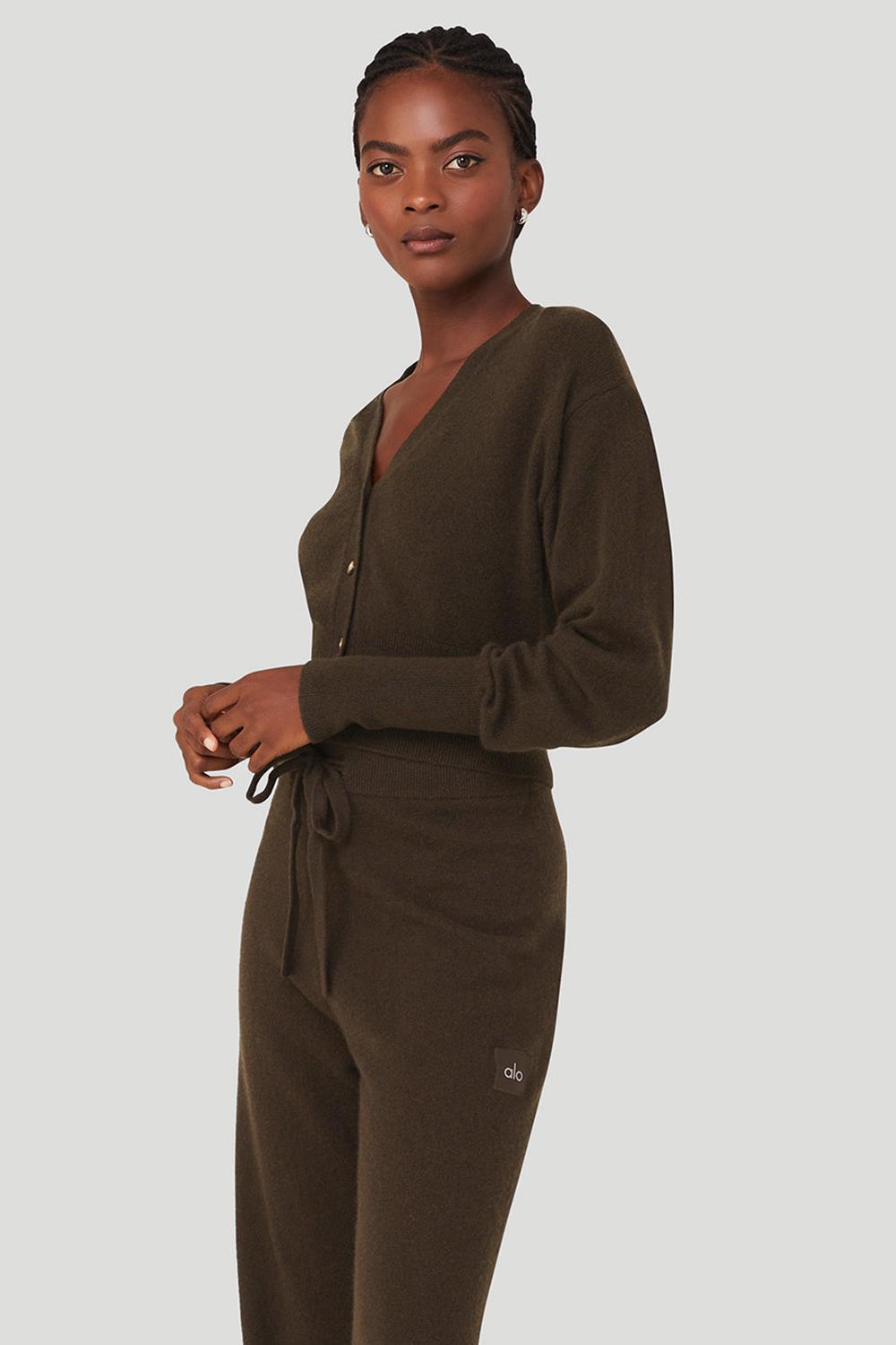 Cardigan γυναικεια Alo Yoga Cashmere Jet Set Espresso | Greece  JVOKF-3781