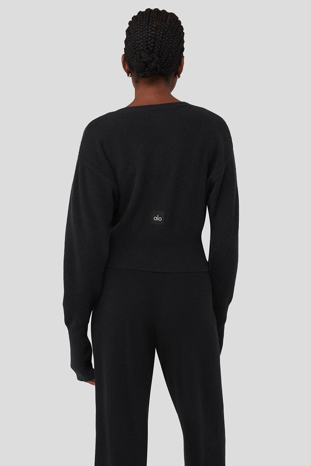 Cardigan γυναικεια Alo Yoga Cashmere Jet Set μαυρα | Greece  HUQVZ-5814