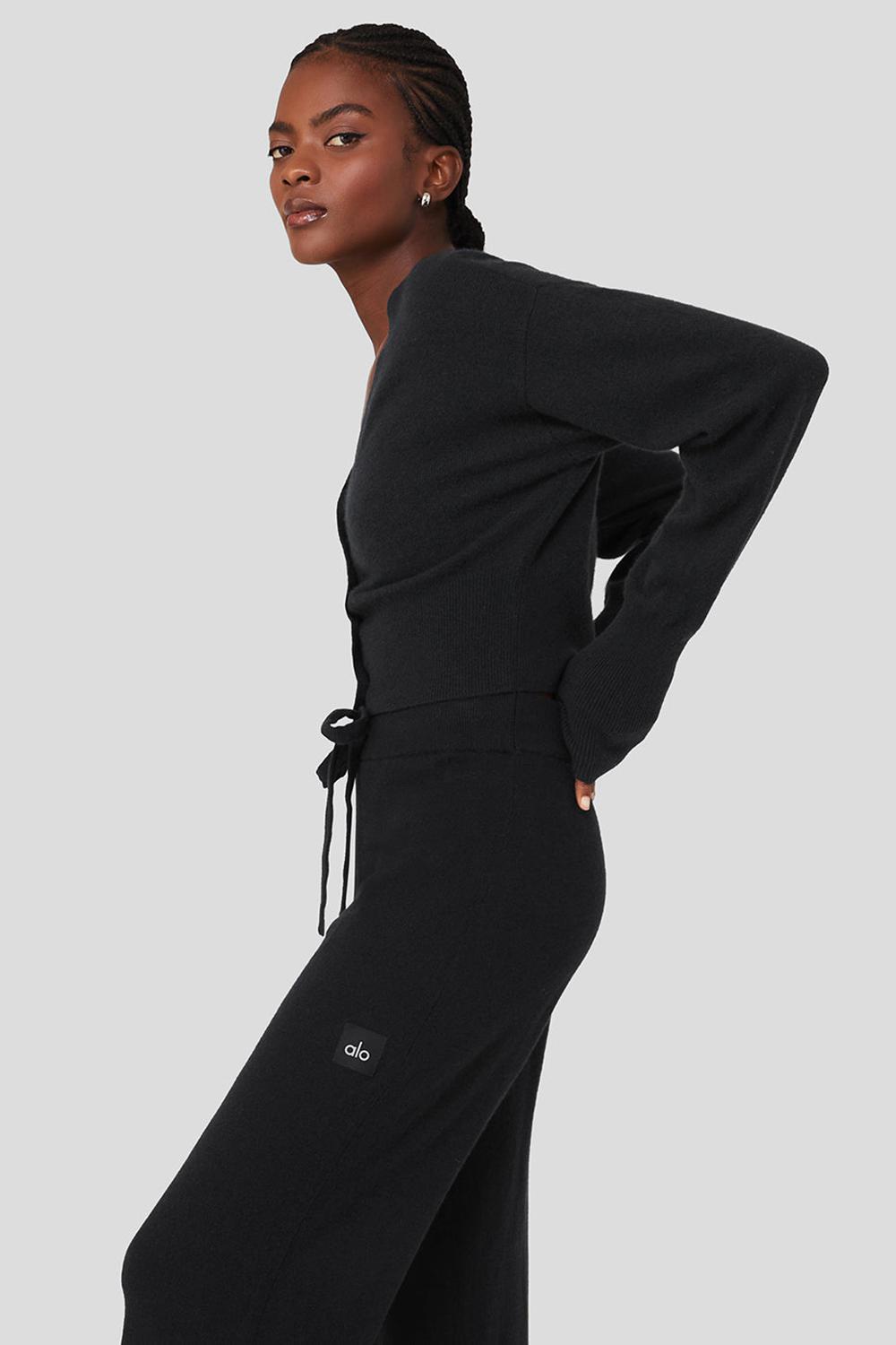 Cardigan γυναικεια Alo Yoga Cashmere Jet Set μαυρα | Greece  HUQVZ-5814