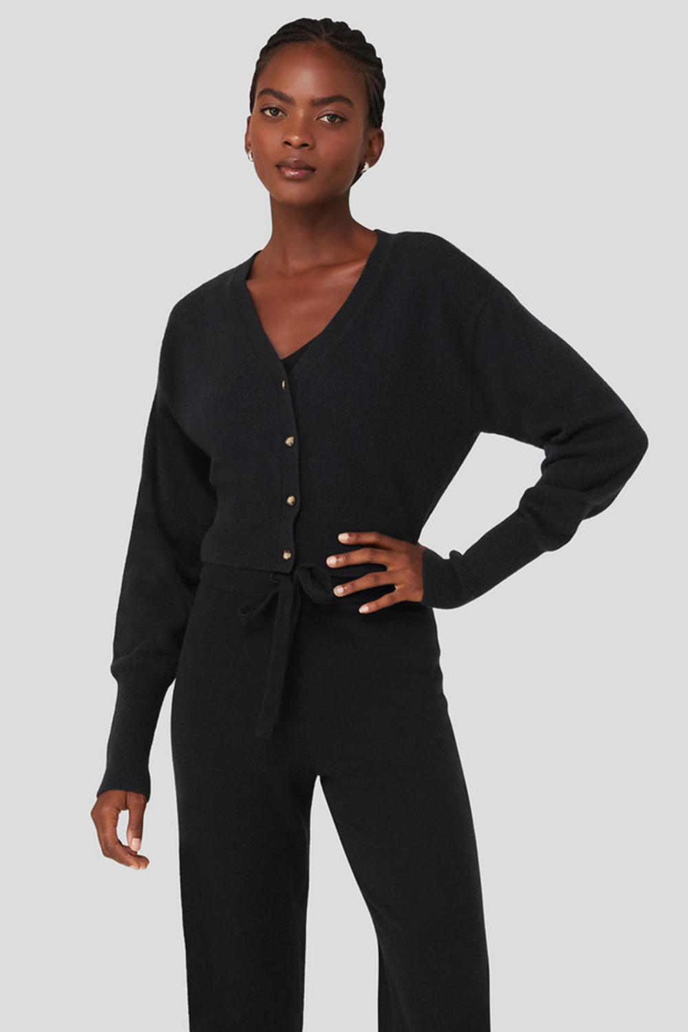 Cardigan γυναικεια Alo Yoga Cashmere Jet Set μαυρα | Greece  HUQVZ-5814