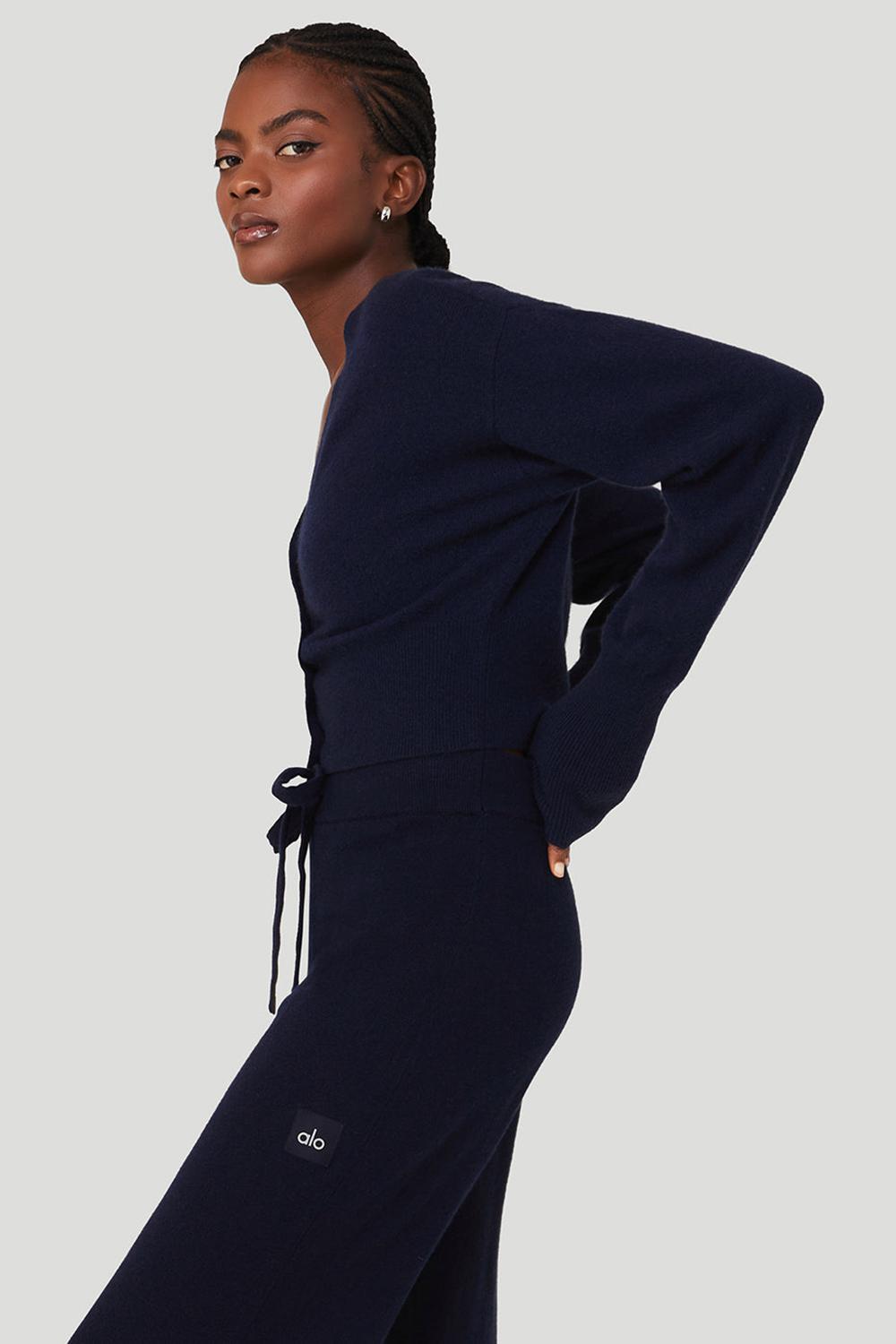 Cardigan γυναικεια Alo Yoga Cashmere Jet Set σκουρο μπλε | Greece  NUMXK-2896