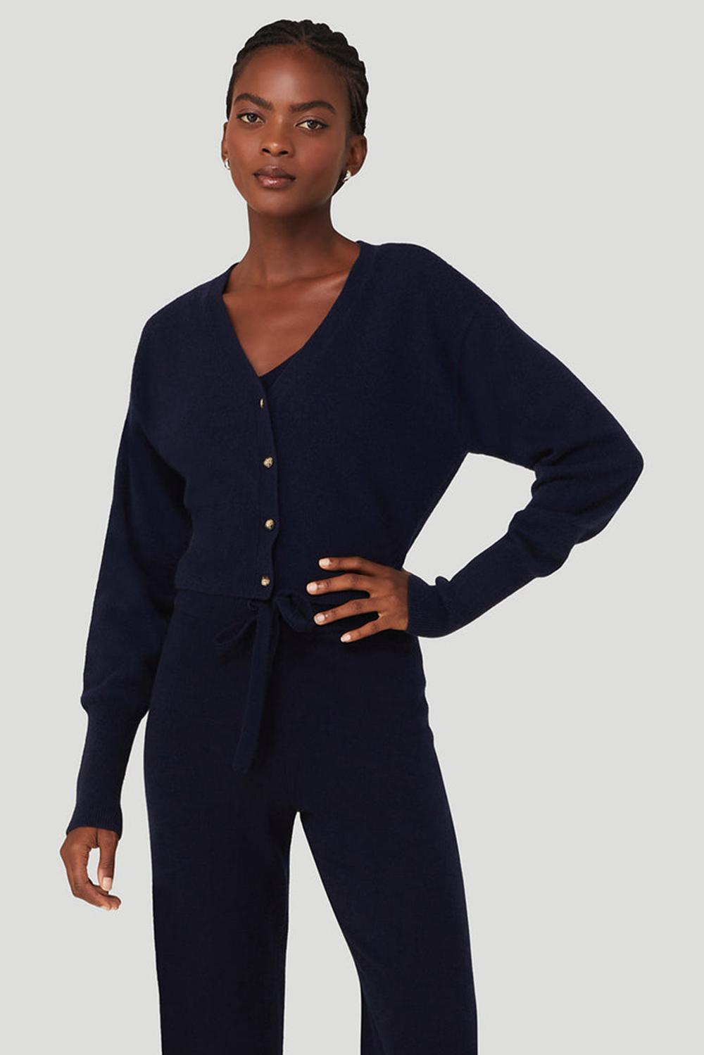 Cardigan γυναικεια Alo Yoga Cashmere Jet Set σκουρο μπλε | Greece  NUMXK-2896
