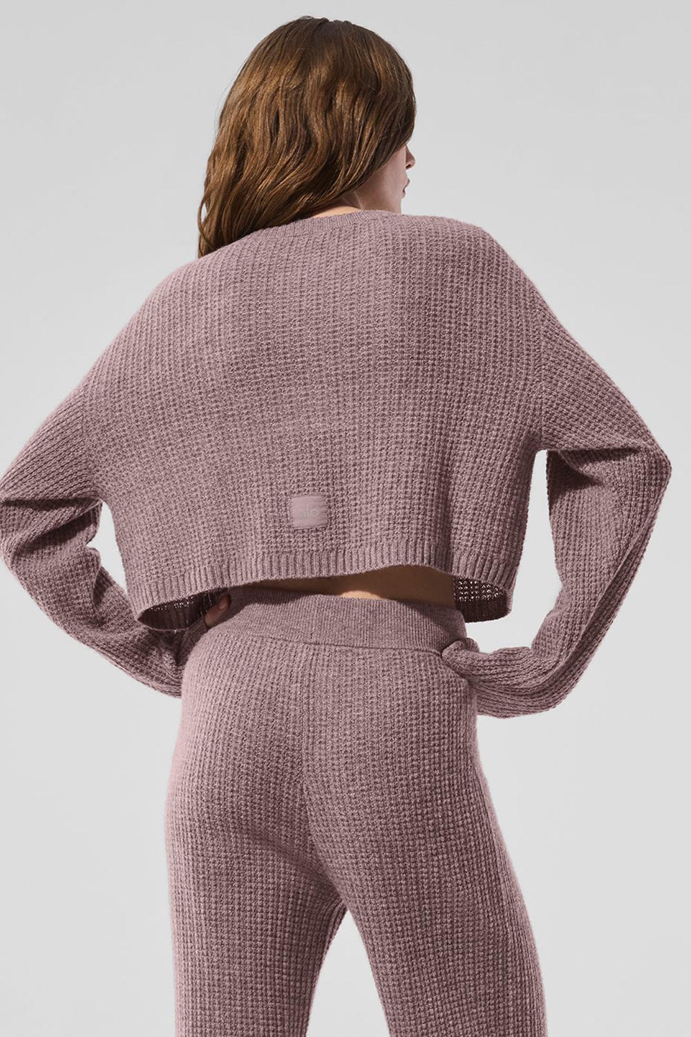 Cardigan γυναικεια Alo Yoga Cashmere Plush Waffle Mushroom Heather | Greece  DUQJZ-4568