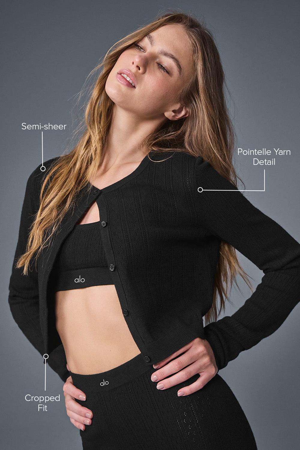 Cardigan γυναικεια Alo Yoga Pointelle Sweater Be Mine μαυρα | Greece  ZXTCU-8763