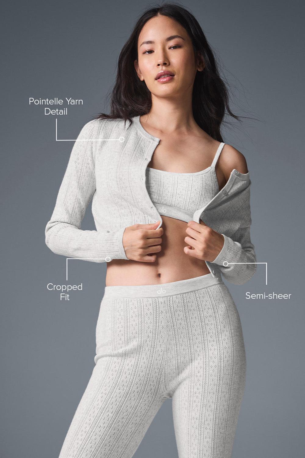 Cardigan γυναικεια Alo Yoga Pointelle Sweater Be Mine ανοιχτο γκρι | Greece  FBCHA-6758