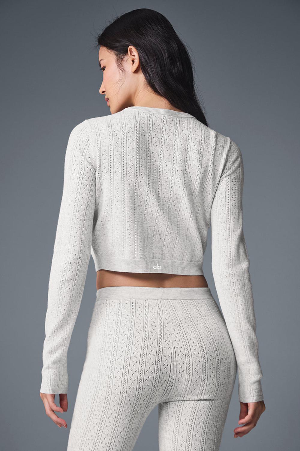 Cardigan γυναικεια Alo Yoga Pointelle Sweater Be Mine ανοιχτο γκρι | Greece  FBCHA-6758