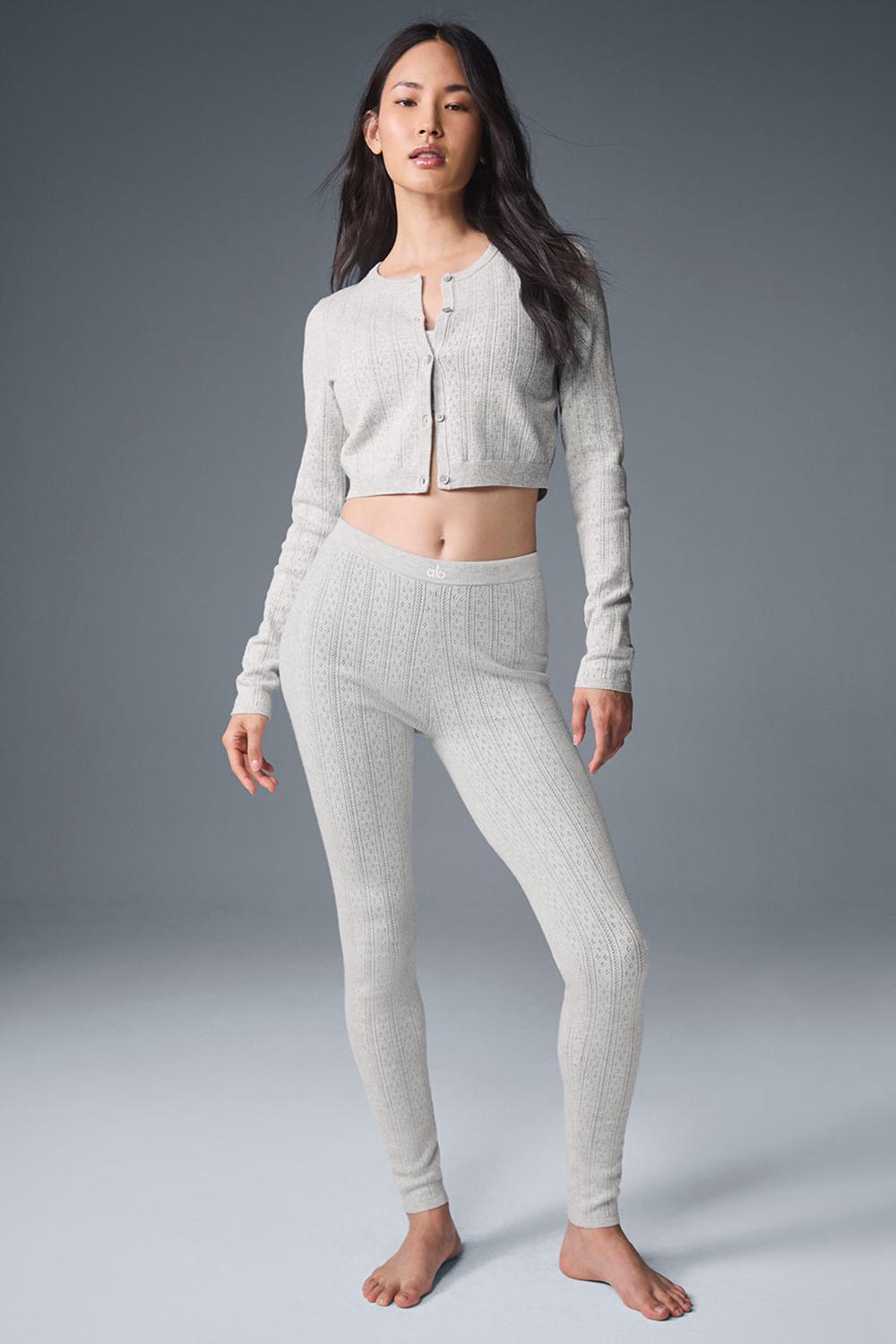 Cardigan γυναικεια Alo Yoga Pointelle Sweater Be Mine ανοιχτο γκρι | Greece  FBCHA-6758