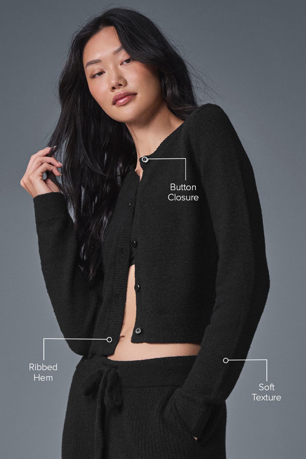 Cardigan γυναικεια Alo Yoga Snuggle Up Sweater Cropped μαυρα | Greece  ZISGF-5729
