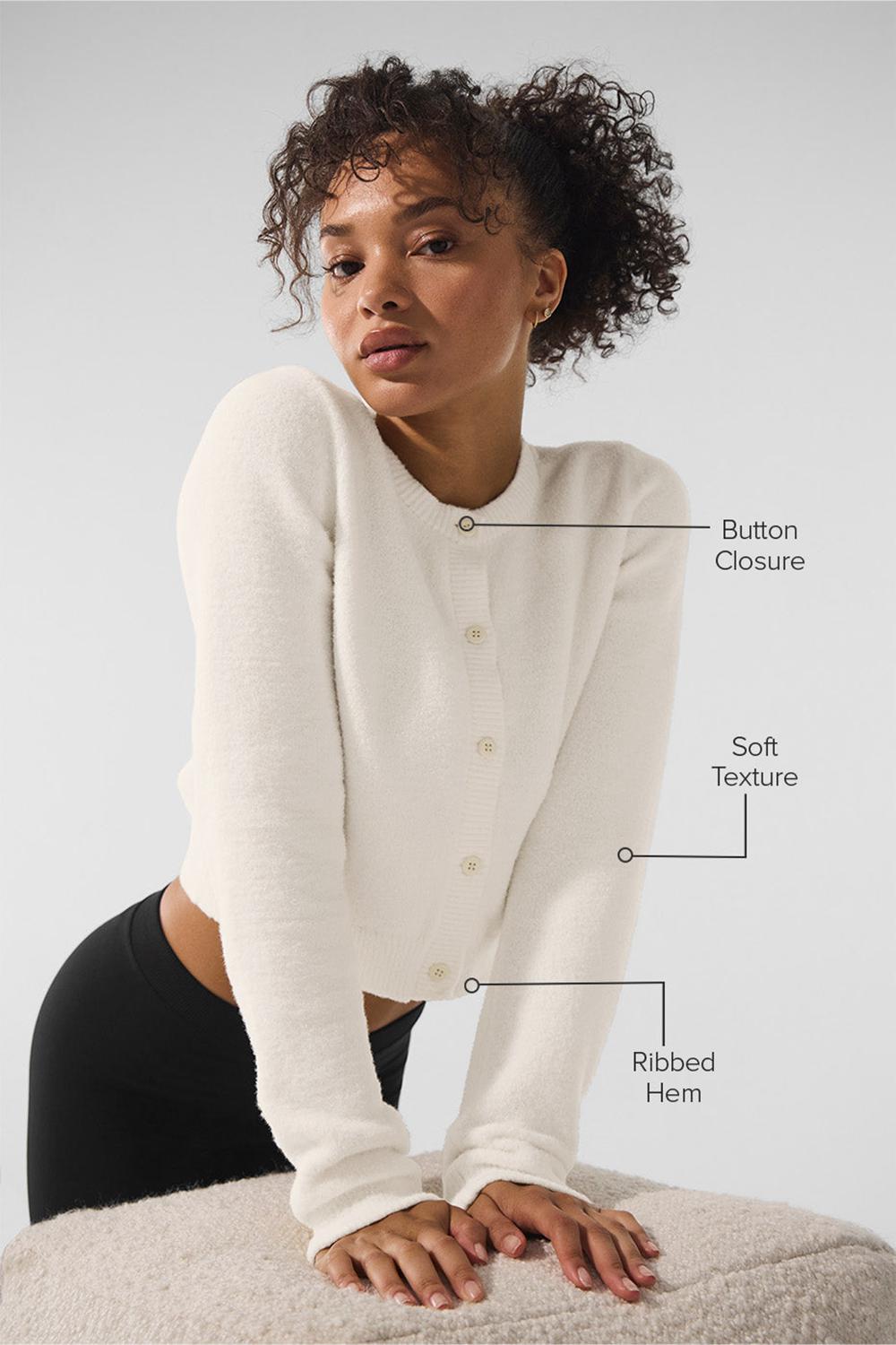 Cardigan γυναικεια Alo Yoga Snuggle Up Sweater Cropped Ivory | Greece  WVCJA-1375
