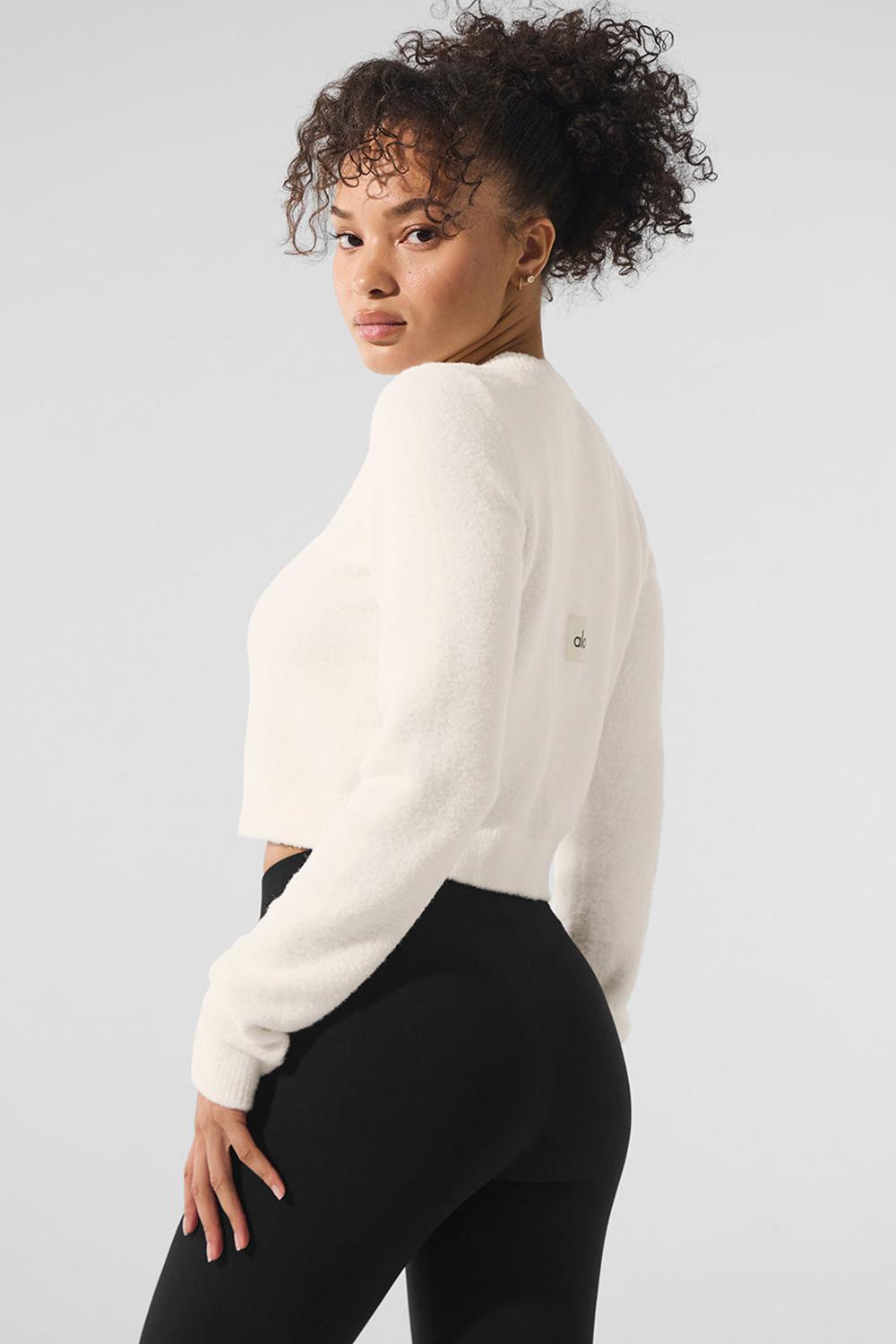 Cardigan γυναικεια Alo Yoga Snuggle Up Sweater Cropped Ivory | Greece  WVCJA-1375