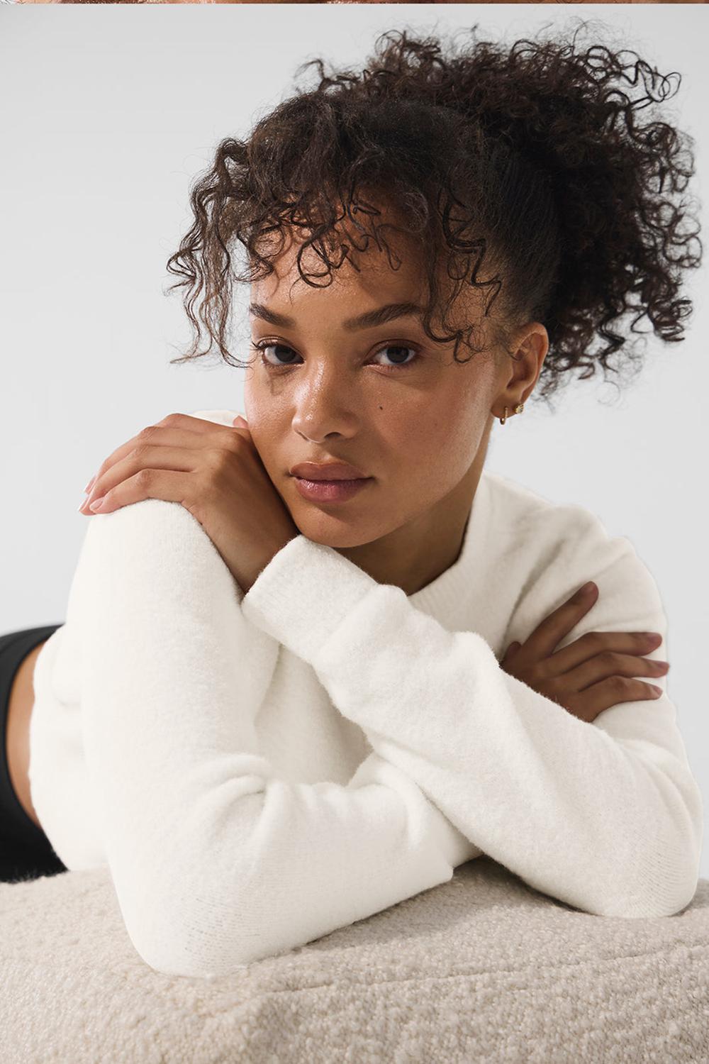 Cardigan γυναικεια Alo Yoga Snuggle Up Sweater Cropped Ivory | Greece  WVCJA-1375