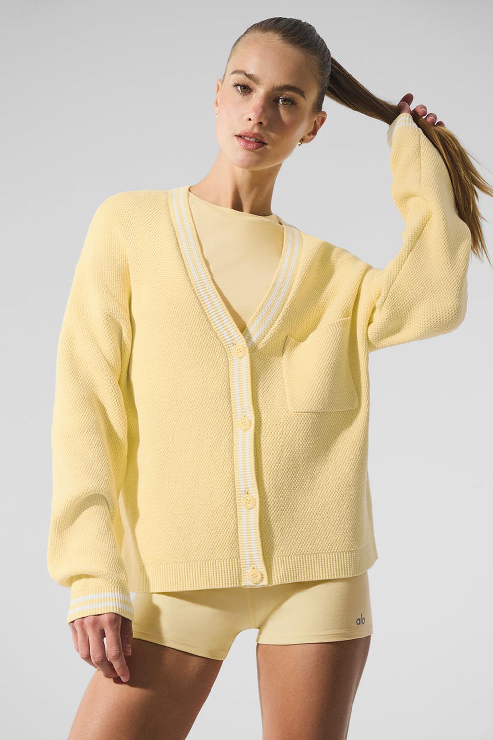 Cardigan γυναικεια Alo Yoga Tennis Club Sweater Knit ασπρα | Greece  PKASZ-0453
