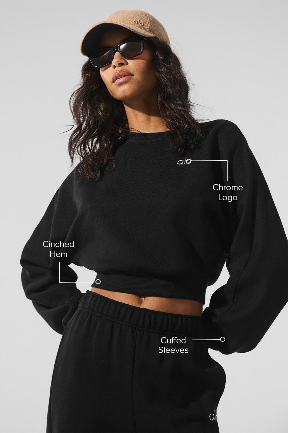 Cropped Tops γυναικεια Alo Yoga Accolade Crewneck μαυρα | Greece  EVBHN-3486