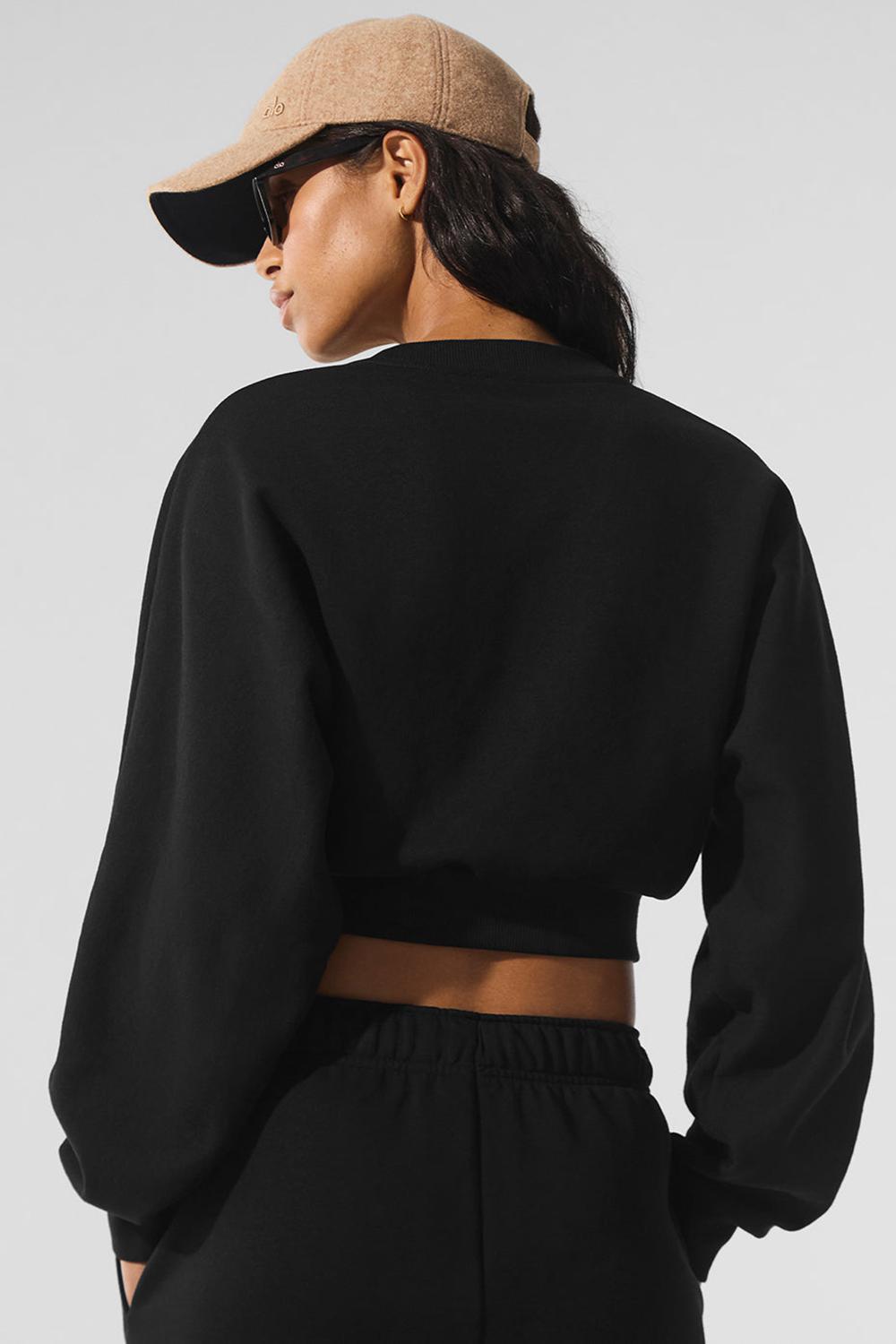 Cropped Tops γυναικεια Alo Yoga Accolade Crewneck μαυρα | Greece  EVBHN-3486