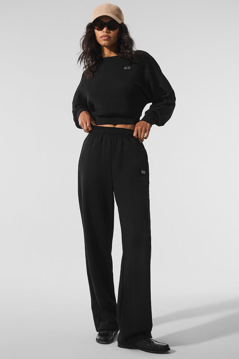 Cropped Tops γυναικεια Alo Yoga Accolade Crewneck μαυρα | Greece  EVBHN-3486