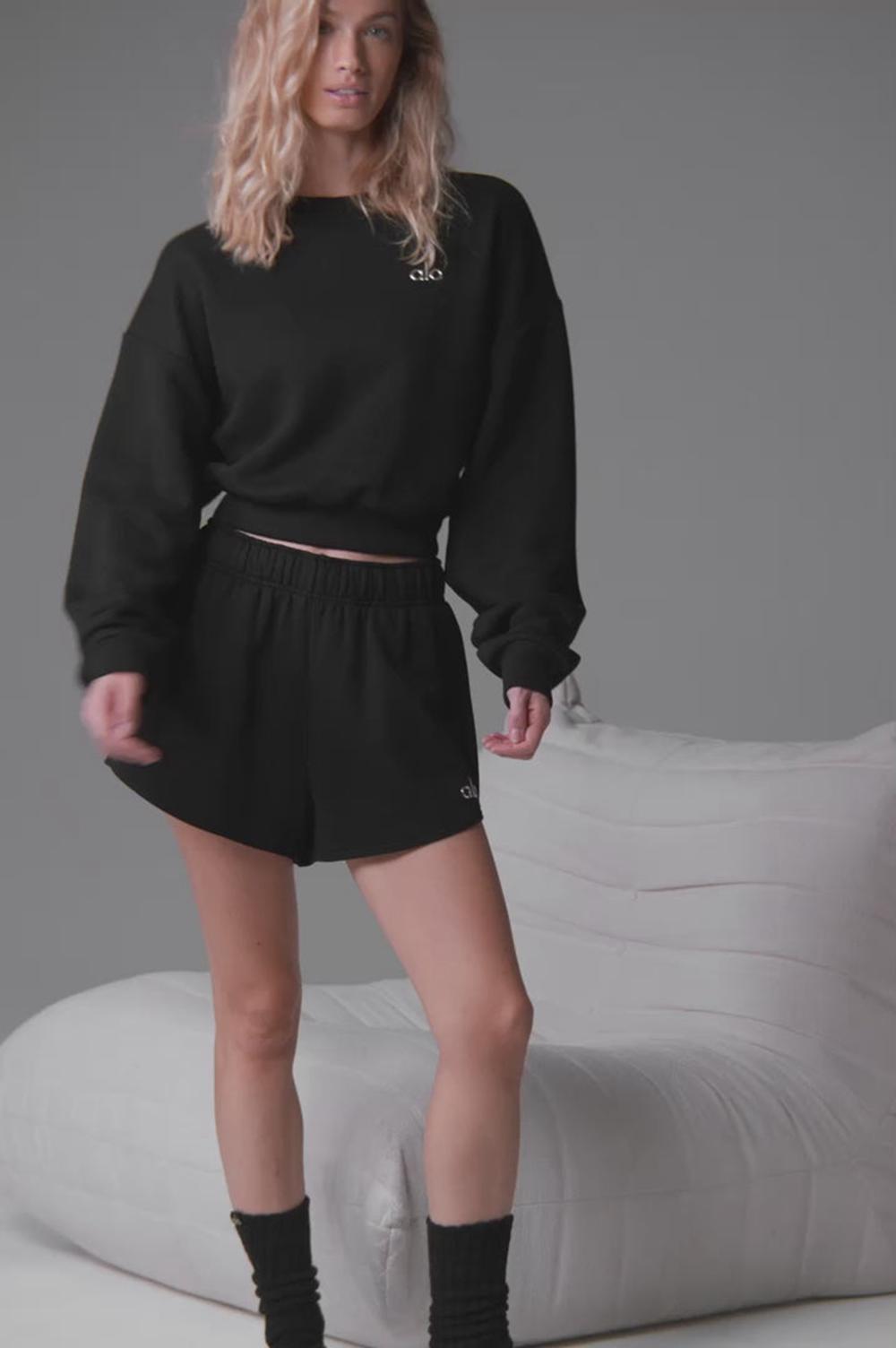 Cropped Tops γυναικεια Alo Yoga Accolade Crewneck μαυρα | Greece  EVBHN-3486